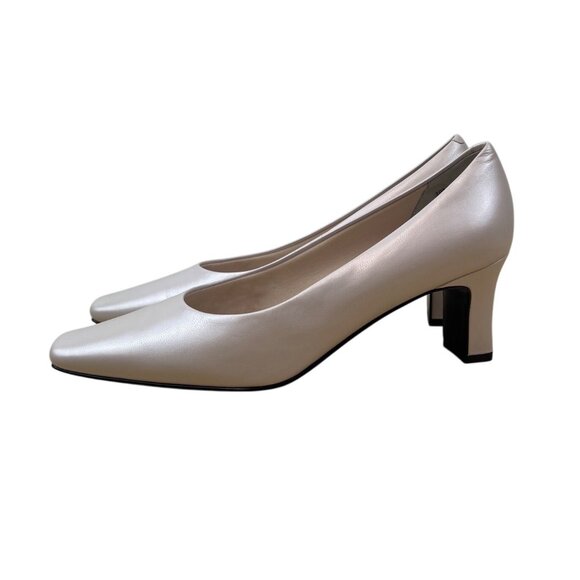 Nordstrom Women’s Rose Leather Block Heel Square Toe Glide Pumps Size 10M - Picture 6 of 8